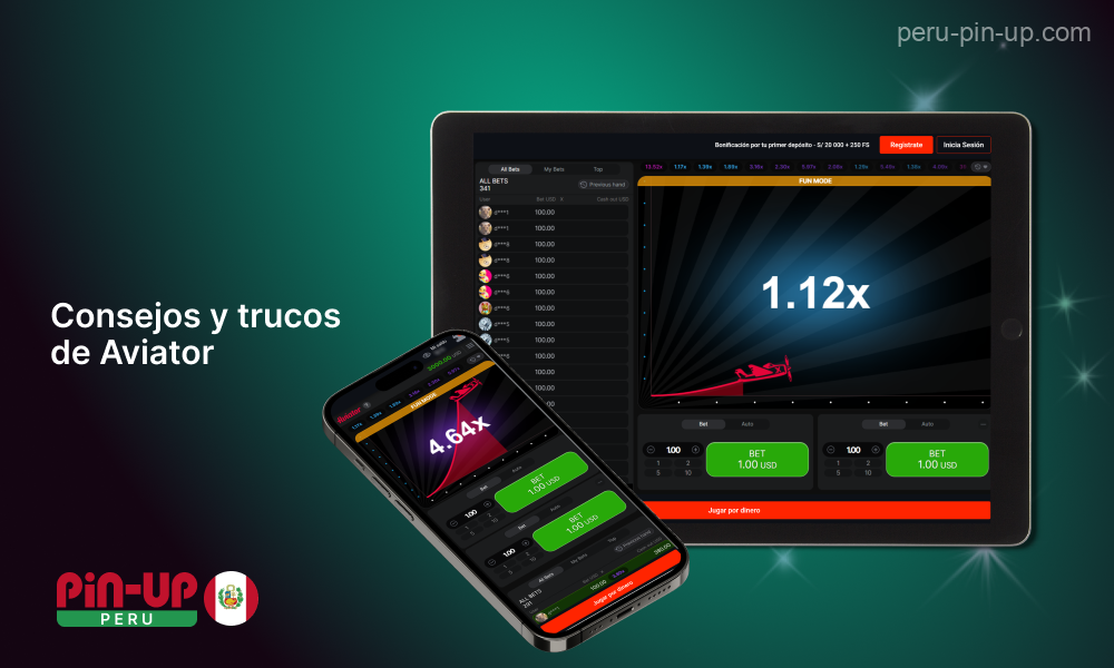 Para maximizar tus posibilidades de ganar en Pin Up Aviator se recomienda a los jugadores de Perú, empezar con apuestas mínimas, utilizar la función de apuesta doble, apostar lo antes posible y practicar en el modo demo antes de jugar con dinero real