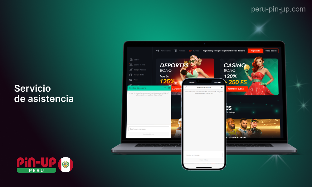 El equipo de soporte de Pin Up Casino está disponible en Perú a través del servicio de chat en línea 24/7 del sitio o a través del canal oficial de Telegram, donde también se proporciona información sobre nuevas promociones y códigos promocionales